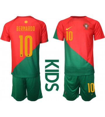 Portugalia Bernardo Silva #10 Koszulka Podstawowych Dziecięca MŚ 2022 Krótki Rękaw (+ Krótkie spodenki)